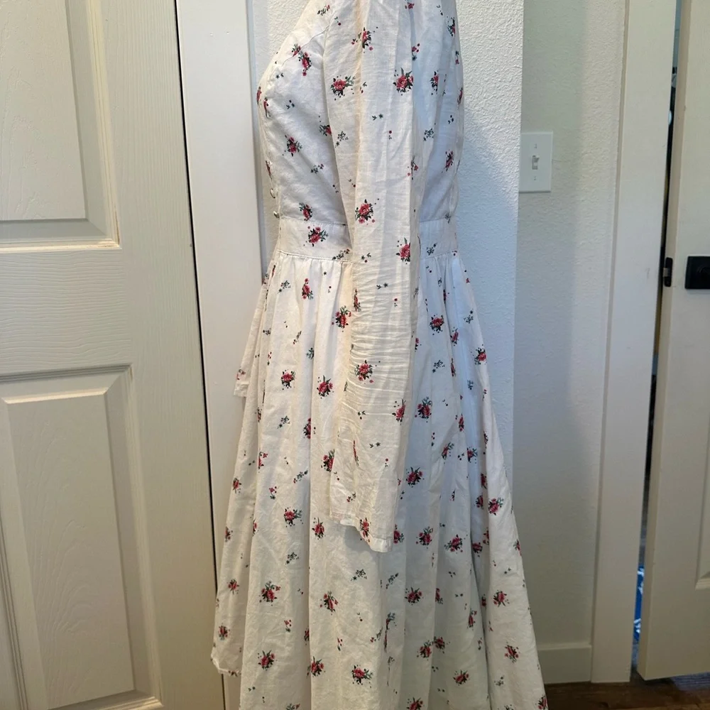 eShakti Floral Midi Long Sleeve Dress - Picture 4 of 9
